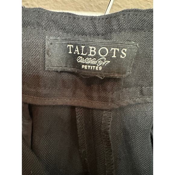 Talbots Woman's Petite Size Large Signature 100% Black Linen Trouser Pants - Picture 3 of 10